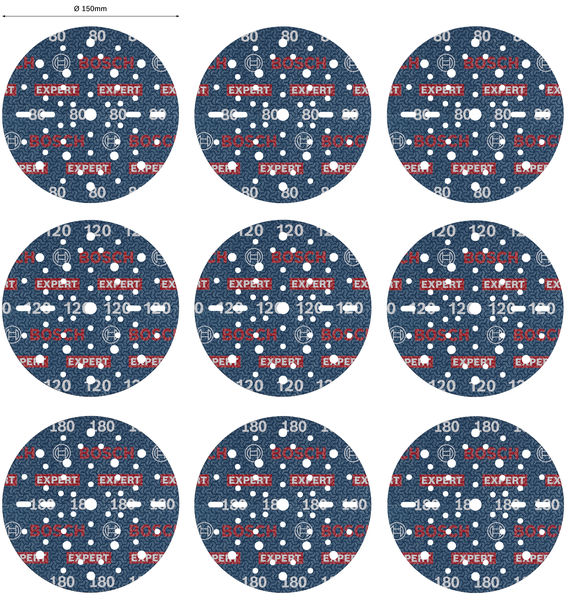 BOSCH EXPERT O780 Folienschleifscheiben-Set, 150 mm, G80, G120, G180, 9-tlg. BOSCH EXPERT O780 Folienschleifscheiben-Set, 150 mm, G80, G120, G180, 9-tlg.