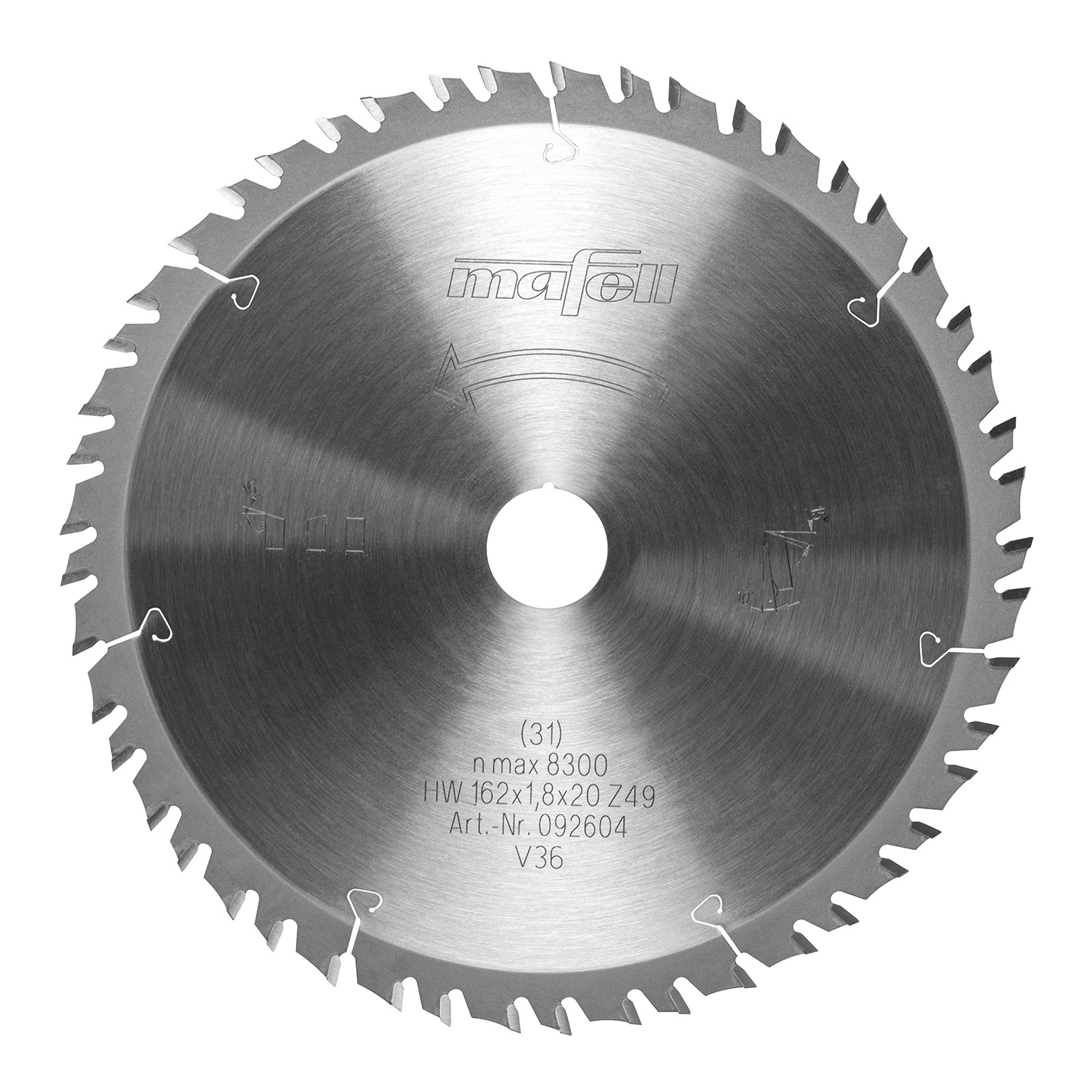MAFELL Sägeblatt-HW, 162 x 1,2/1,8 x 20mm, Z49-7, 3WZ/FZ, Feinschnitte in Holz, Plattenwerkstoffe