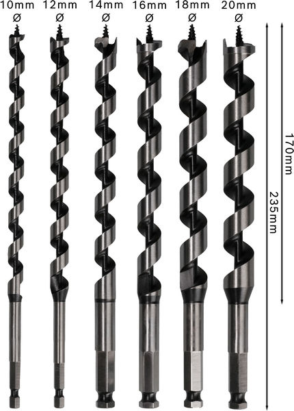 BOSCH 6-teiliges Holzschlangenbohrer-Set, 10–20 mm BOSCH 6-teiliges Holzschlangenbohrer-Set, 10–20 mm