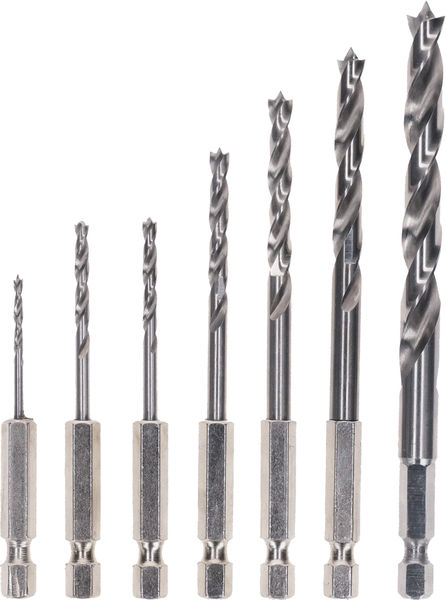 BOSCH 7-teiliges Holzspiralbohrer-Set, Robust Line, Sechskantschaft, 2–8 mm BOSCH 7-teiliges Holzspiralbohrer-Set, Robust Line, Sechskantschaft, 2–8 mm