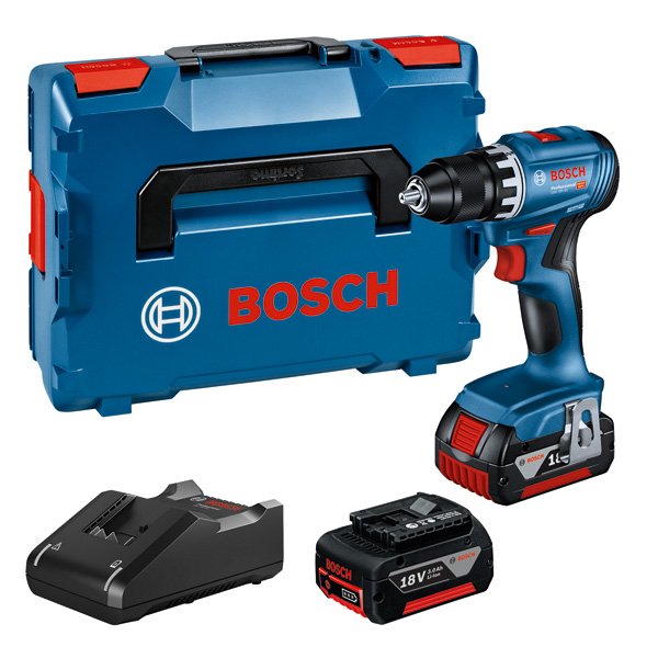 BOSCH Akku-Bohrschrauber GSR 18V-45, 2 Akku GBA 18V 3.0Ah in L-BOXX