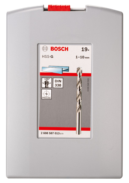 BOSCH 19-teiliges HSS-G ProBox Metallbohrer-Set, DIN 338, 135°, 1–10 mm BOSCH 19-teiliges HSS-G ProBox Metallbohrer-Set, DIN 338, 135°, 1–10 mm