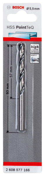 BOSCH Metallspiralbohrer HSS PointTeQ, DIN 338, 5,5 mm, 1er-Pack BOSCH Metallspiralbohrer HSS PointTeQ, DIN 338, 5,5 mm, 1er-Pack