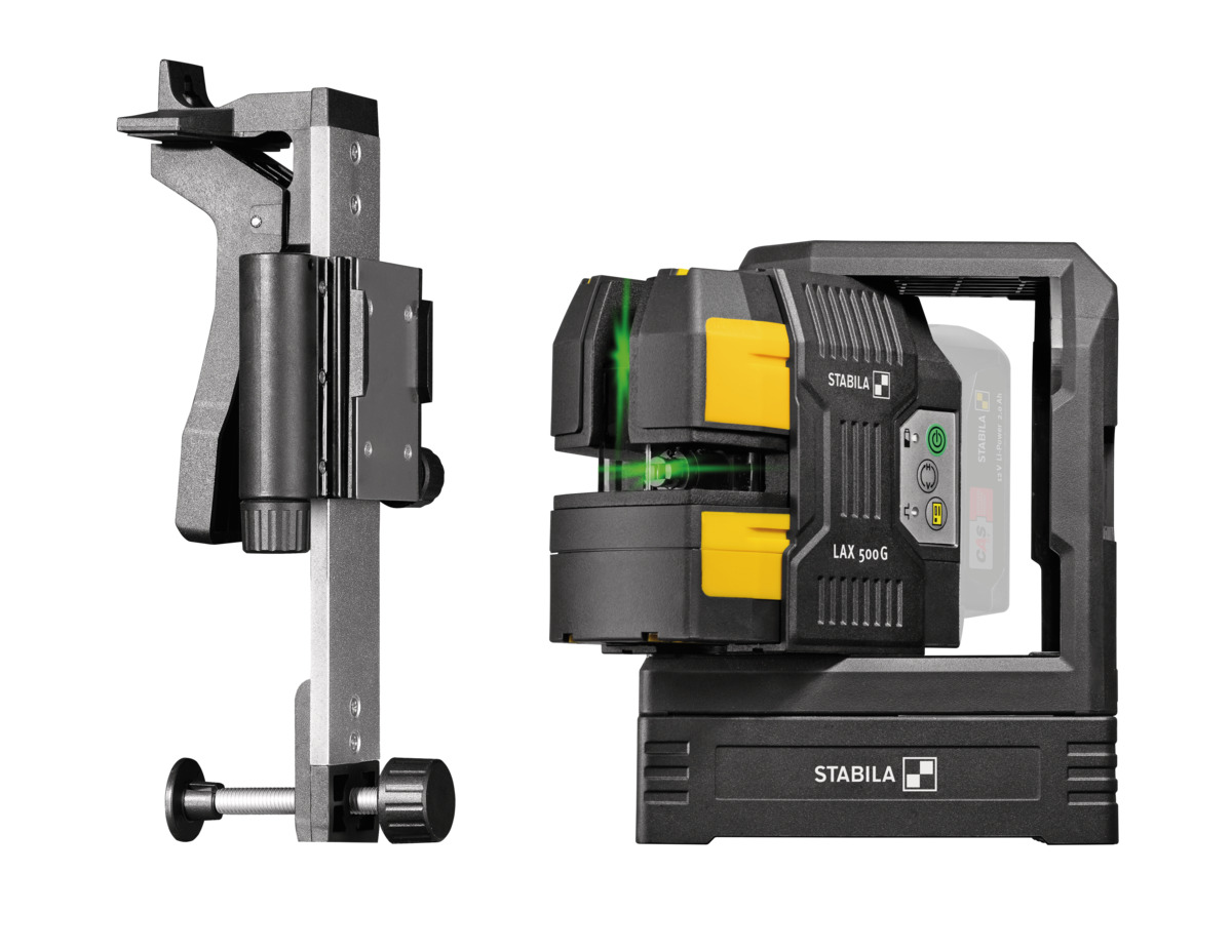 STABILA Kreuzlinien-Lot-Laser LAX 500 G, 12-V-System, 5-teiliges Set, ohne Akku und Ladegerät
