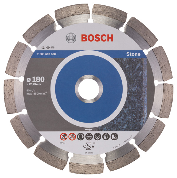 BOSCH Diamanttrennscheibe Standard for Stone, 180 x 22,23 x 2 x 10 mm, 1er-Pack BOSCH Diamanttrennscheibe Standard for Stone, 180 x 22,23 x 2 x 10 mm, 1er-Pack