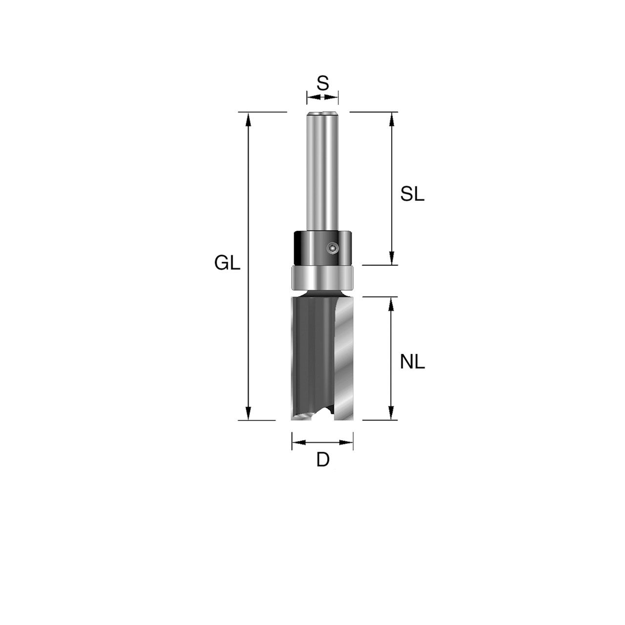 BRÜCK HW-Bündigfräser Typ 282 Z2 D=19mm NL=25mm GL=63mm S=8mm