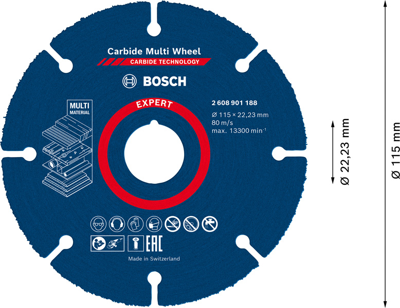 BOSCH EXPERT Carbide Multi Wheel Trennscheibe, 115 mm, 22,23 mm BOSCH EXPERT Carbide Multi Wheel Trennscheibe, 115 mm, 22,23 mm