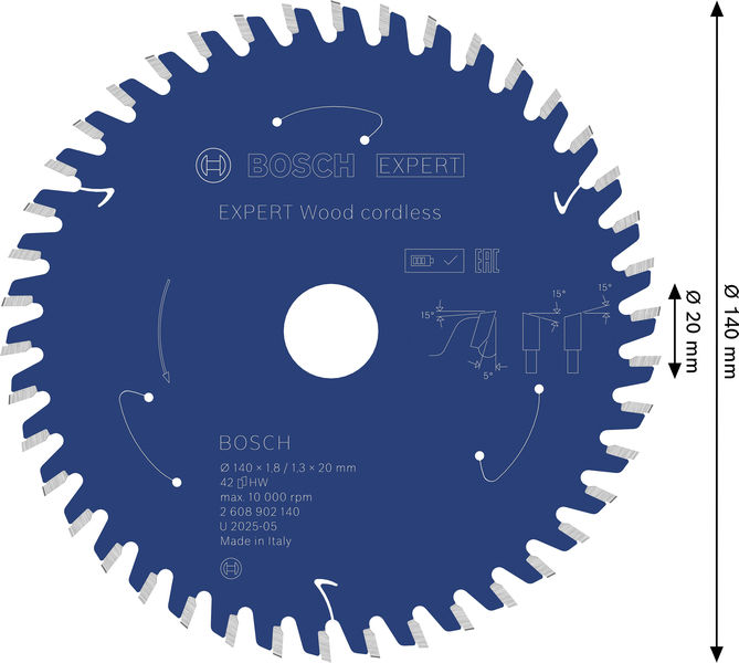 BOSCH EXPERT Wood Kreissägeblatt, 140x1,8x20 mm, Z42 mit Reduzierring BOSCH EXPERT Wood Kreissägeblatt, 140x1,8x20 mm, Z42 mit Reduzierring