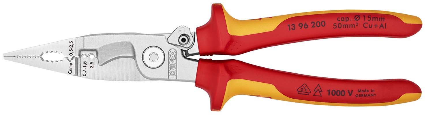 KNIPEX Elektro-Installationszange verchromt VDE 200 mm