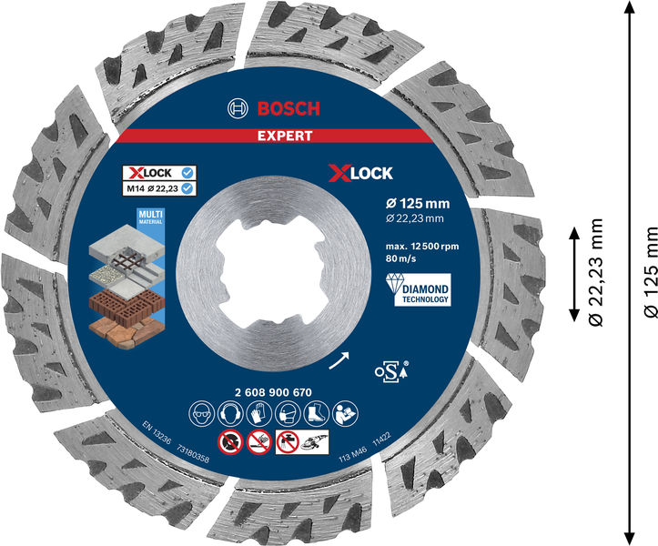 BOSCH EXPERT MultiMaterial X-LOCK Diamanttrennscheiben, 125 x 22,23 x 2,4 x 12 mm BOSCH EXPERT MultiMaterial X-LOCK Diamanttrennscheiben, 125 x 22,23 x 2,4 x 12 mm