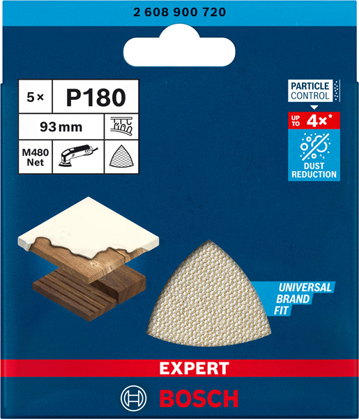 BOSCH EXPERT M480 Schleifnetz für Deltaschleifer, 93 mm, K 180, 5-tlg. BOSCH EXPERT M480 Schleifnetz für Deltaschleifer, 93 mm, K 180, 5-tlg.