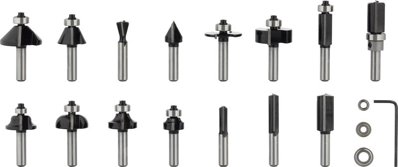 BOSCH 15-teiliges Fräser-Set, 8-mm-Schaft BOSCH 15-teiliges Fräser-Set, 8-mm-Schaft