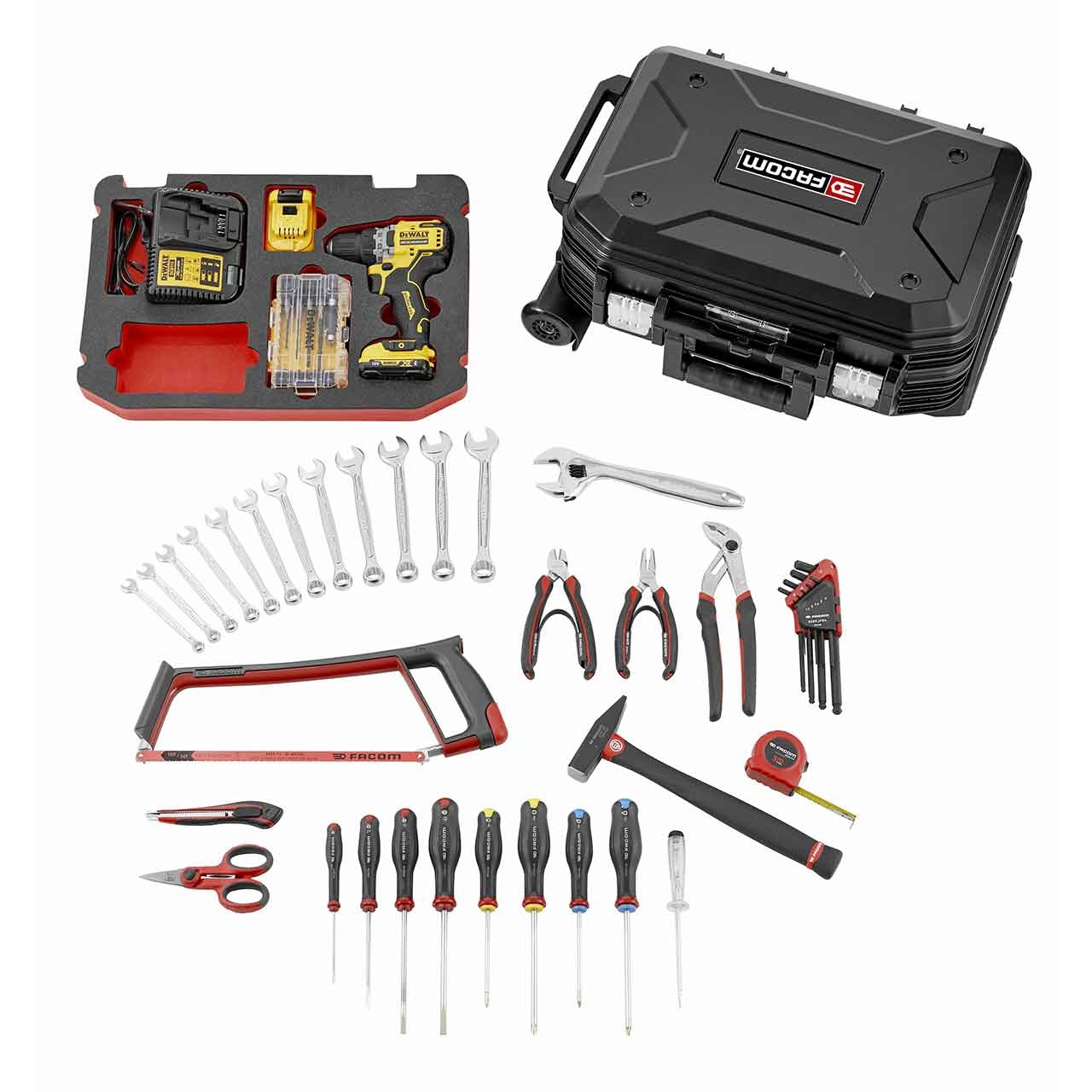 FACOM Werkzeug-Set inkl. DeWalt Akku-Bohrschrauber, 68-teilig FACOM Werkzeug-Set inkl. DeWalt Akku-Bohrschrauber, 68-teilig