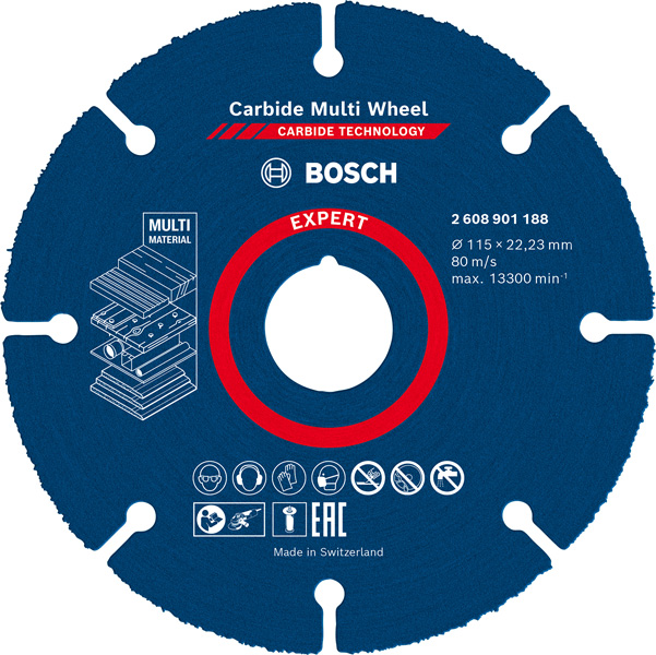 BOSCH EXPERT Carbide Multi Wheel Trennscheibe, 115 mm, 22,23 mm BOSCH EXPERT Carbide Multi Wheel Trennscheibe, 115 mm, 22,23 mm