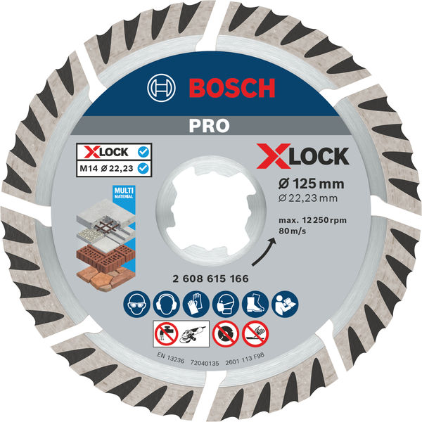 BOSCH PRO Multi Material X-Lock Diamanttrennscheibe, 125 x 22,23 mm, 22,23 mm BOSCH PRO Multi Material X-Lock Diamanttrennscheibe, 125 x 22,23 mm, 22,23 mm