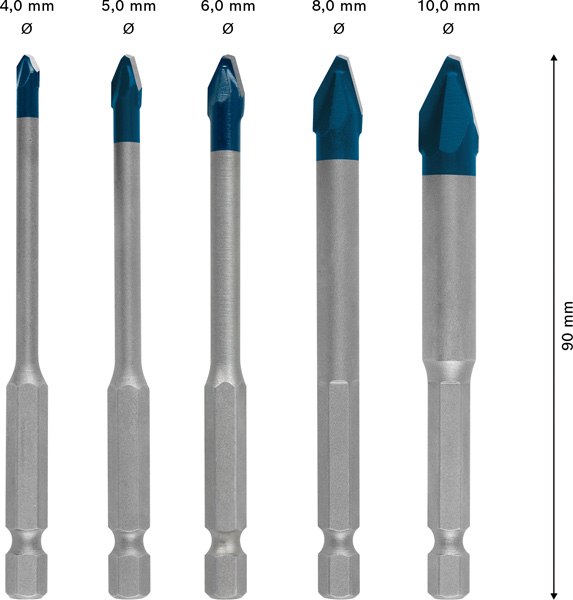 BOSCH EXPERT HEX-9 Hard Ceramic Bohrer-Set, 4/5/6/8/10 x 90 mm, 5-tlg BOSCH EXPERT HEX-9 Hard Ceramic Bohrer-Set, 4/5/6/8/10 x 90 mm, 5-tlg