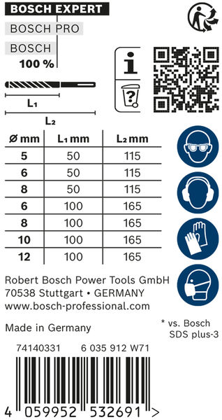 BOSCH EXPERT SDS plus-7X Hammerbohrer-Set, 5/6/6/8/8/10/12 mm, 7-tlg.