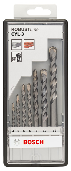 BOSCH 7-teiliges CYL-3 Betonbohrer-Set, Robust Line, 4–12 mm