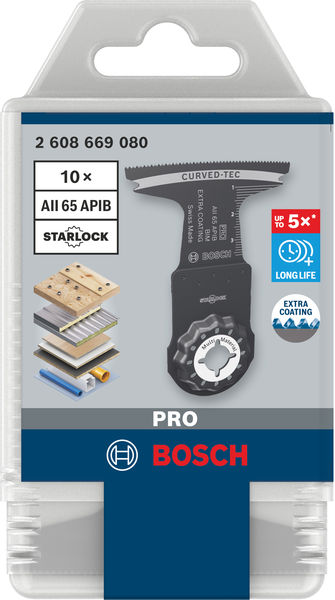 BOSCH PRO AII 65 APIB Blatt für Multifunktionswerkzeuge, 65 x 40 mm, 10-tlg. BOSCH PRO AII 65 APIB Blatt für Multifunktionswerkzeuge, 65 x 40 mm, 10-tlg.