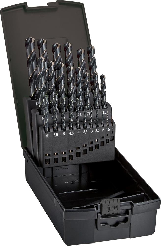 FORTIS HSS-Spiralbohrer-Set DIN338 1,0-10,5 mm + Kernlochbohrer