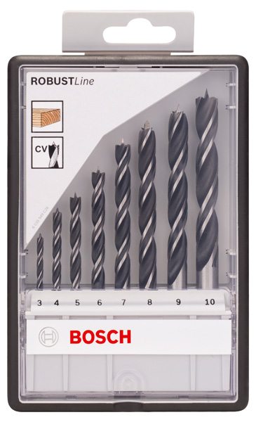 BOSCH 8-teiliges Holzspiralbohrer-Set, Robust Line, 3–10 mm BOSCH 8-teiliges Holzspiralbohrer-Set, Robust Line, 3–10 mm
