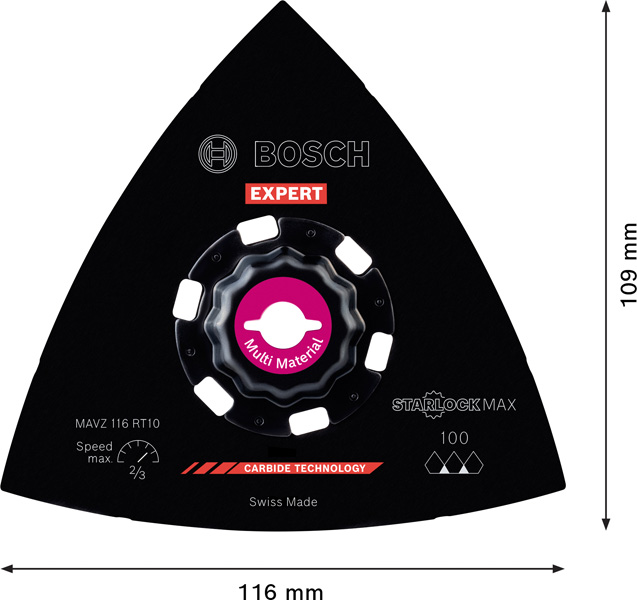 BOSCH EXPERT Sanding Plate MAVZ 116 RT10 Blatt für Multifunktionswerkzeuge, 116 mm BOSCH EXPERT Sanding Plate MAVZ 116 RT10 Blatt für Multifunktionswerkzeuge, 116 mm