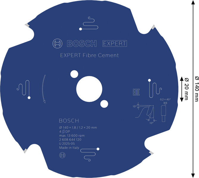 BOSCH Kreissägeblatt Expert for Fibre Cement, 140 x 20 x 1,8 mm, 4Z BOSCH Kreissägeblatt Expert for Fibre Cement, 140 x 20 x 1,8 mm, 4Z