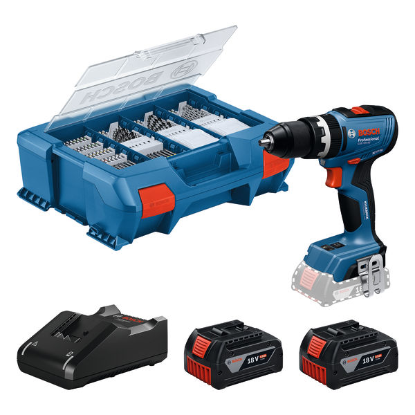 BOSCH Akku-Schlagbohrschauber GSB 18V-65, 2 x Akku GBA 18V 4.0Ah, L-Case Pick & Click