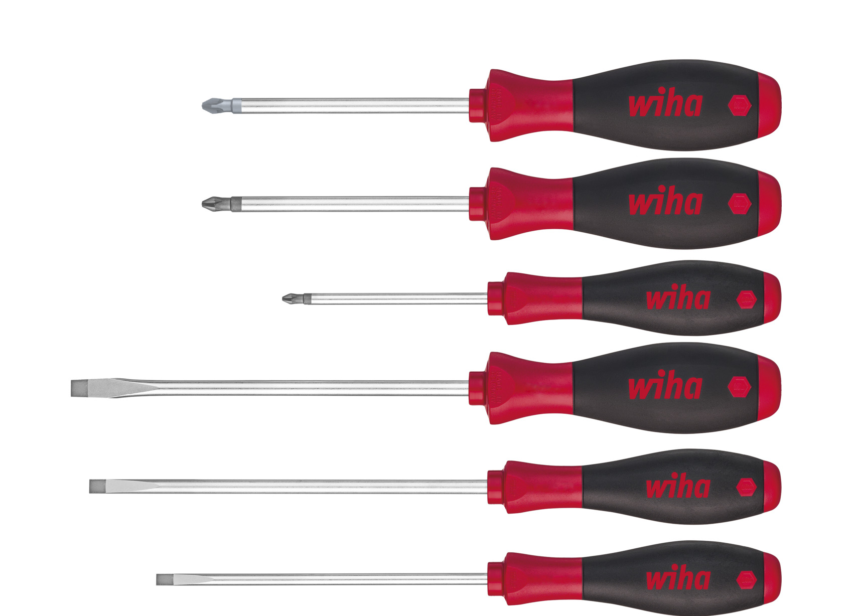 WIHA Schraubendreher Set SoftFinish® Schlitz, Phillips, Pozidriv 6-tlg.