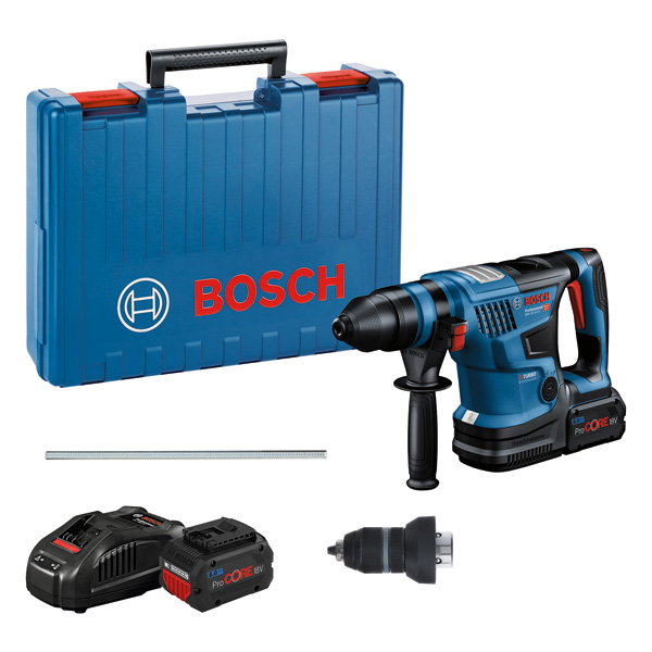BOSCH Akku-Bohrhammer GBH 18V-34 CF mit 2x 8,0 Ah Akku ProCORE18V, Tiefenanschlag BOSCH Akku-Bohrhammer GBH 18V-34 CF mit 2x 8,0 Ah Akku ProCORE18V, Tiefenanschlag