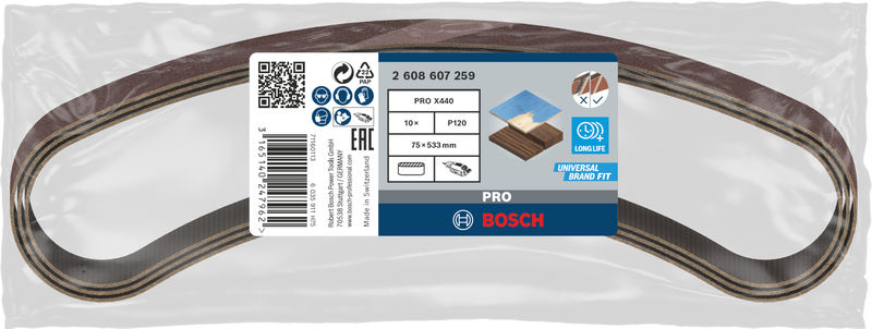 BOSCH 10tlg. Schleifband-Set X440 Korn 120 BOSCH 10tlg. Schleifband-Set X440 Korn 120