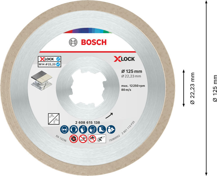 BOSCH X-LOCK Diamanttrennscheibe Standard for Ceramic 125 x 22,23 x 1,6 x 7 BOSCH X-LOCK Diamanttrennscheibe Standard for Ceramic 125 x 22,23 x 1,6 x 7