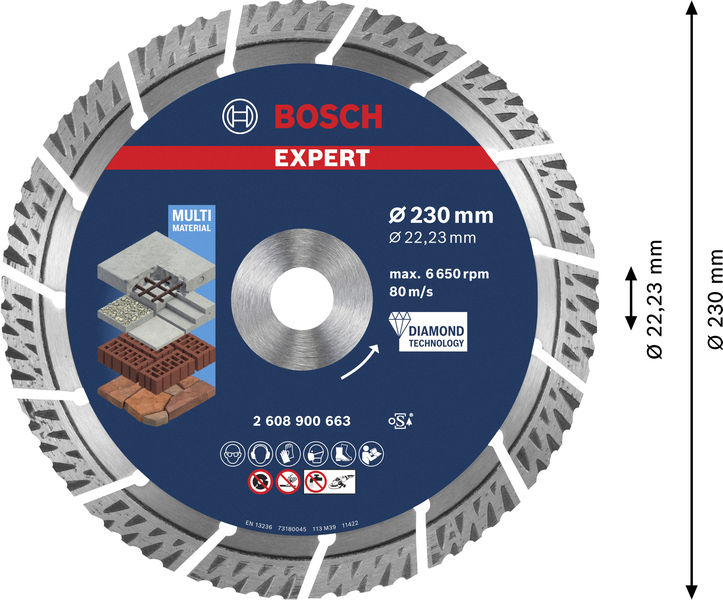 BOSCH EXPERT MultiMaterial Diamanttrennscheiben, 230 x 22,23 x 2,4 x 15 mm BOSCH EXPERT MultiMaterial Diamanttrennscheiben, 230 x 22,23 x 2,4 x 15 mm