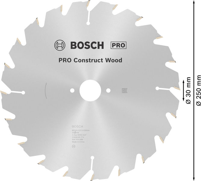 BOSCH Kreissägeblatt Construct Wood, 250 x 30 x 3,2 mm, Z 20 BOSCH Kreissägeblatt Construct Wood, 250 x 30 x 3,2 mm, Z 20