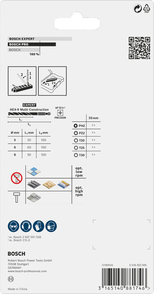 BOSCH PRO Impact Set mit Multi Constr. Bohrer, PH2/PZ2/T20/T25/T30, MC 5/6/8, 8-tlg. BOSCH PRO Impact Set mit Multi Constr. Bohrer, PH2/PZ2/T20/T25/T30, MC 5/6/8, 8-tlg.