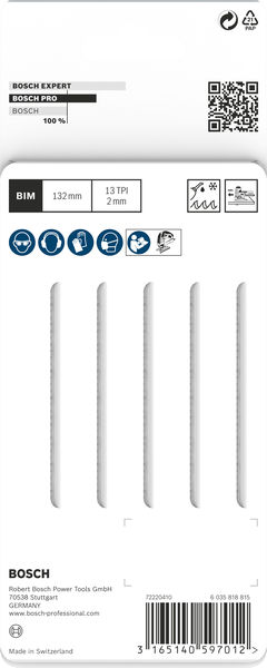 BOSCH PRO Metal Pipes and Profiles T321BF Stichsägeblatt, 132 mm, 5-tlg. BOSCH PRO Metal Pipes and Profiles T321BF Stichsägeblatt, 132 mm, 5-tlg.