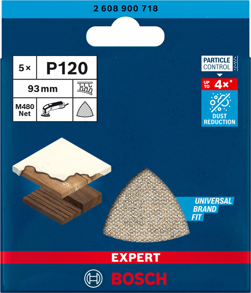 BOSCH EXPERT M480 Schleifnetz für Deltaschleifer, 93 mm, K 120, 5-tlg. BOSCH EXPERT M480 Schleifnetz für Deltaschleifer, 93 mm, K 120, 5-tlg.