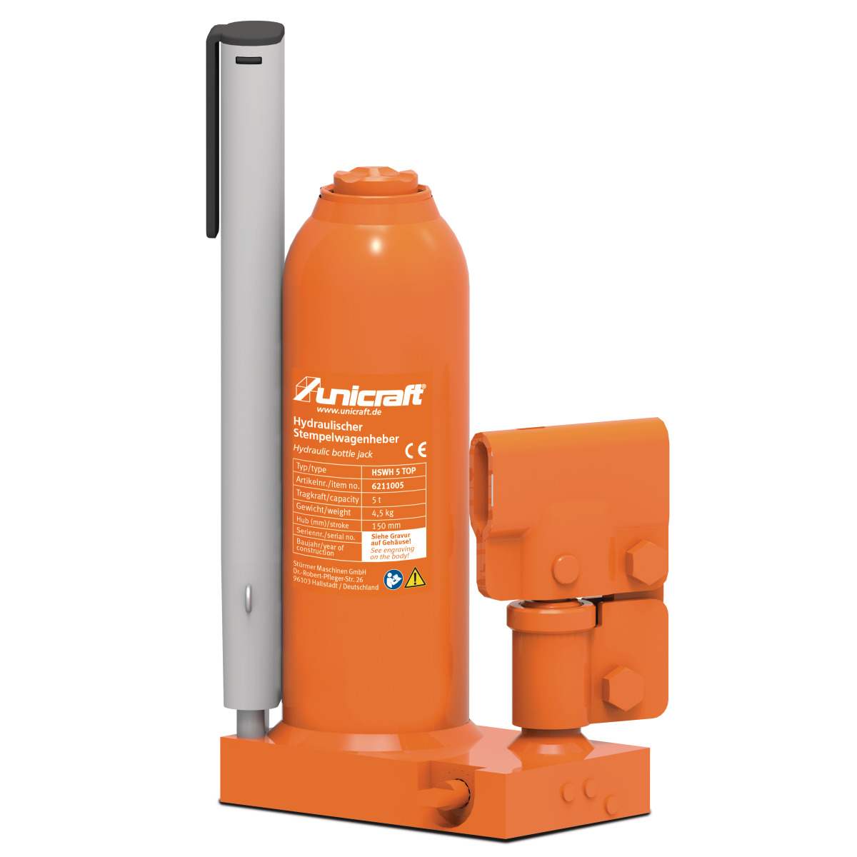 UNICRAFT Hydraulischer Stempelwagenheber HSWH 5 TOP