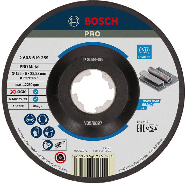 BOSCH X-LOCK Expert for Metal 125 x 6 x 22,23 Schruppscheibe gekröpft BOSCH X-LOCK Expert for Metal 125 x 6 x 22,23 Schruppscheibe gekröpft