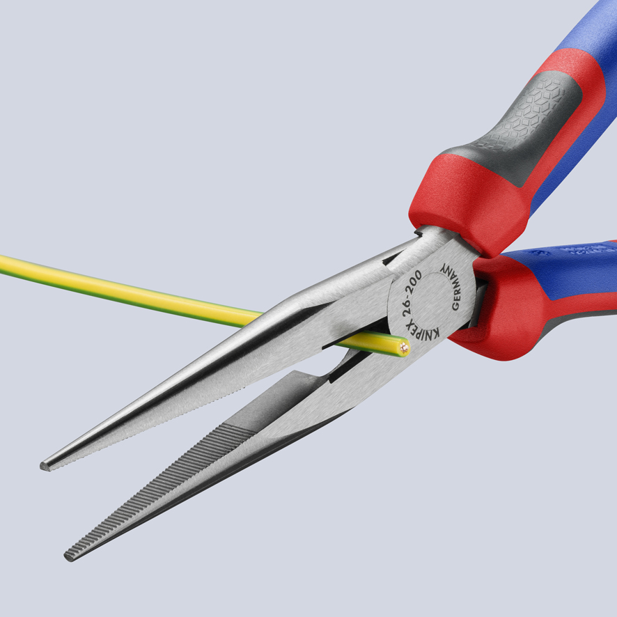 KNIPEX Flachrundzange mit Schneide (Storchschnabelzange) schwarz atramentiert 200 mm