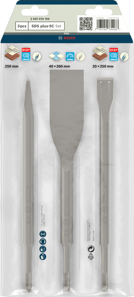 BOSCH 3-teiliges Meißelset, SDS plus, 0/20/40 mm BOSCH 3-teiliges Meißelset, SDS plus, 0/20/40 mm