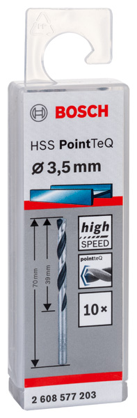 BOSCH Metallspiralbohrer HSS PointTeQ, DIN 338, 3,5 mm, 10er-Pack BOSCH Metallspiralbohrer HSS PointTeQ, DIN 338, 3,5 mm, 10er-Pack