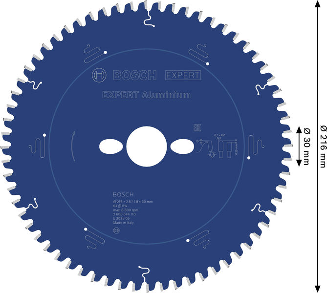 BOSCH Kreissägeblatt Expert for Aluminium, 216 x 30 x 2,6 mm, 64 Zähne BOSCH Kreissägeblatt Expert for Aluminium, 216 x 30 x 2,6 mm, 64 Zähne