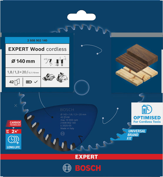 BOSCH EXPERT Wood Kreissägeblatt, 140x1,8x20 mm, Z42 mit Reduzierring BOSCH EXPERT Wood Kreissägeblatt, 140x1,8x20 mm, Z42 mit Reduzierring