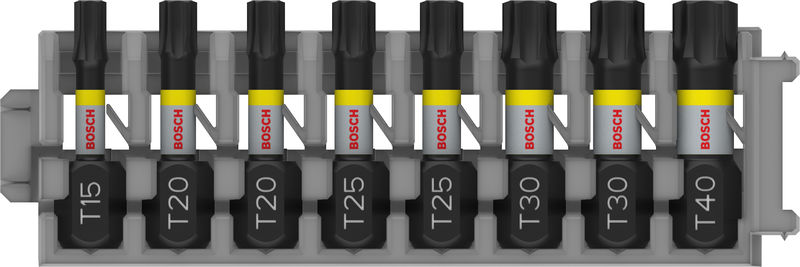 BOSCH PRO Torx Impact Bit Set, T15; T20(x2); T25(x2); T30(x2); T40, 25 mm, 8-tlg. BOSCH PRO Torx Impact Bit Set, T15; T20(x2); T25(x2); T30(x2); T40, 25 mm, 8-tlg.