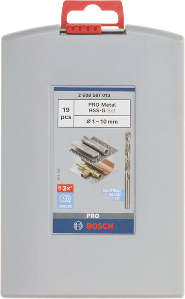 BOSCH 19-teiliges HSS-G ProBox Metallbohrer-Set, DIN 338, 135°, 1–10 mm BOSCH 19-teiliges HSS-G ProBox Metallbohrer-Set, DIN 338, 135°, 1–10 mm