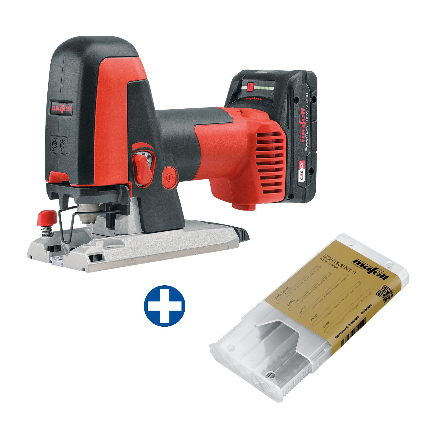 MAFELL Akku-Performance-Stichsäge PS 2-18 im MAX3 + Sortiment 3 Wood
