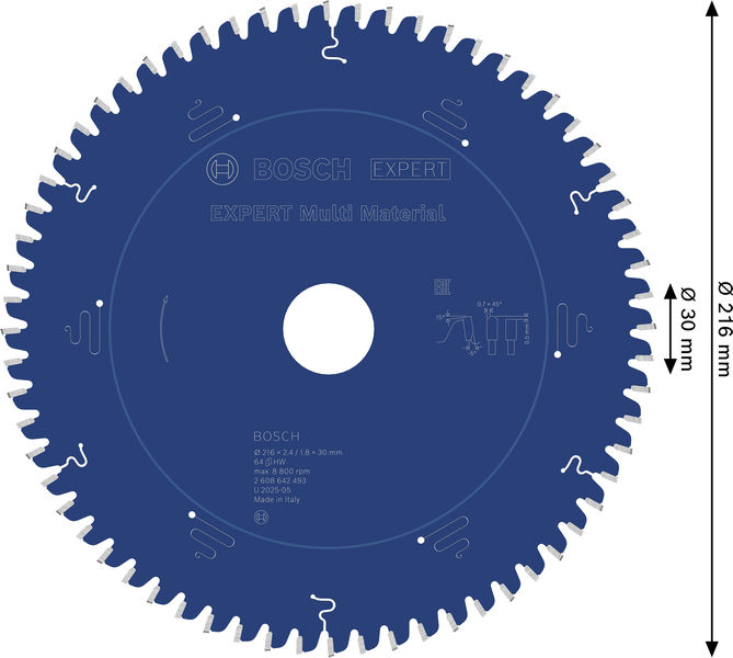 BOSCH Kreissägeblatt Expert for Multi Material, 216 x 30 x 2,4 mm, 64 Zähne BOSCH Kreissägeblatt Expert for Multi Material, 216 x 30 x 2,4 mm, 64 Zähne