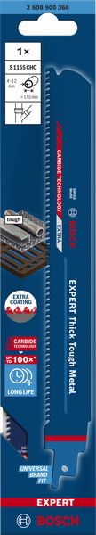 BOSCH EXPERT ‘Thick Tough Metal’ S 1155 CHC Säbelsägeblatt, 1 Stück BOSCH EXPERT ‘Thick Tough Metal’ S 1155 CHC Säbelsägeblatt, 1 Stück