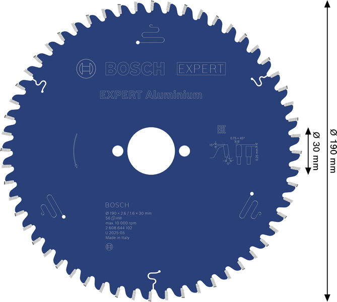BOSCH Kreissägeblatt Expert for Aluminium, 190 x 30 x 2,6 mm, 56Z BOSCH Kreissägeblatt Expert for Aluminium, 190 x 30 x 2,6 mm, 56Z